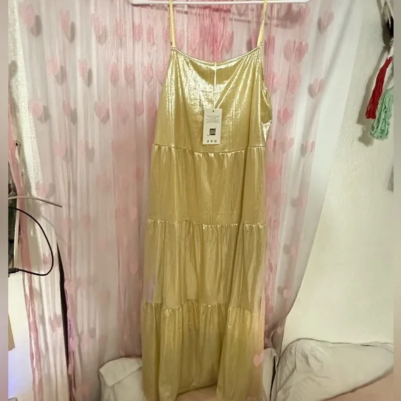 gold tiered maxi dress Short Halter Beaded A-Line Dress By Poly USA Poly L / Blue main image 1